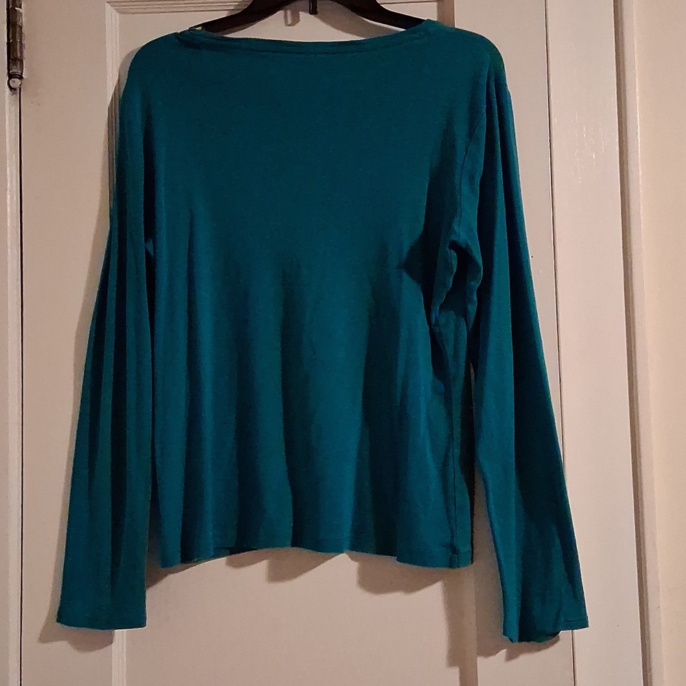 a.n.a Teal V-Neck Long Sleeve Top - Picture 6 of 6